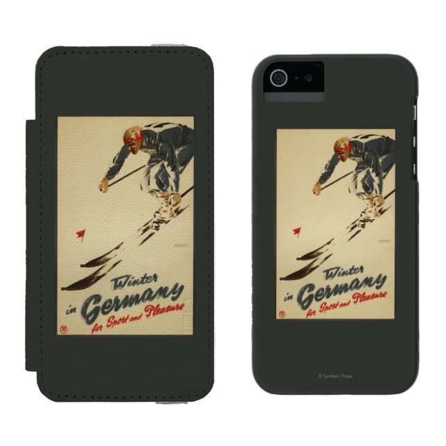 Downhill Skier - Sport and Pleasure Promo Incipio iPhone Wallet Case (Side by Side)