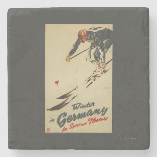 Downhill Skier - Sport and Pleasure Promo Stone Coaster (Front)