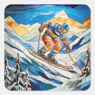 Downhill Skier Stickers