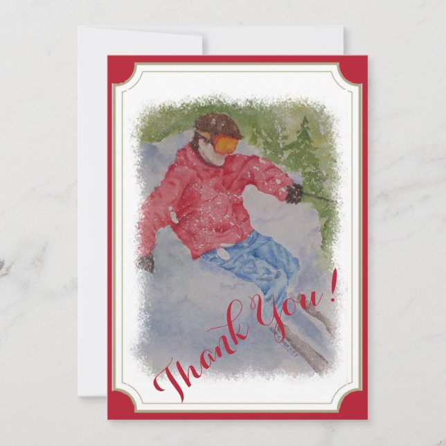 Downhill Skier Thank You Card (Front)