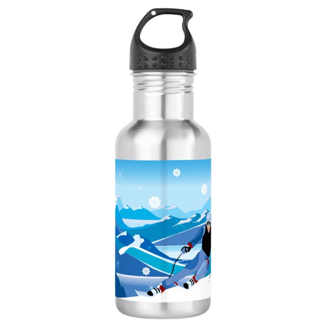 Downhill Skier Water Bottle (Front)
