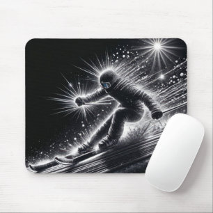 Downhill Skier With Light Trails Mouse Mat