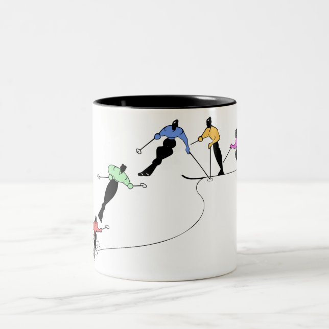 DOWNHILL SKIERS SNOW SPORT Two-Tone COFFEE MUG (Center)