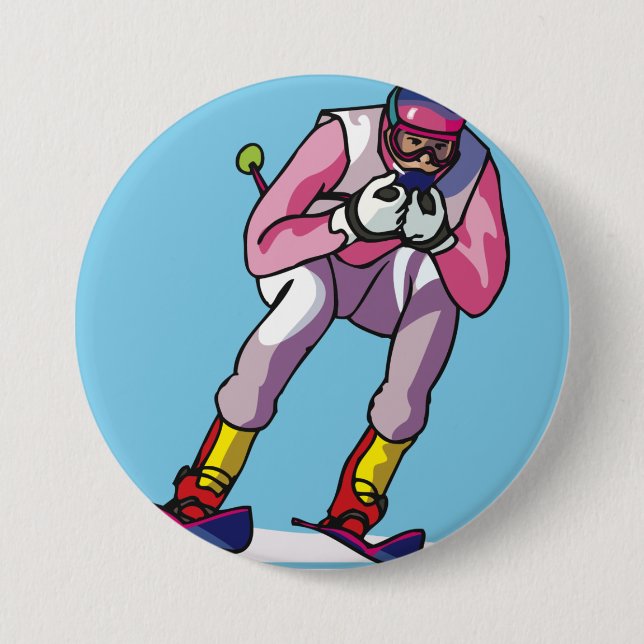 Downhill Skiing Button (Front)