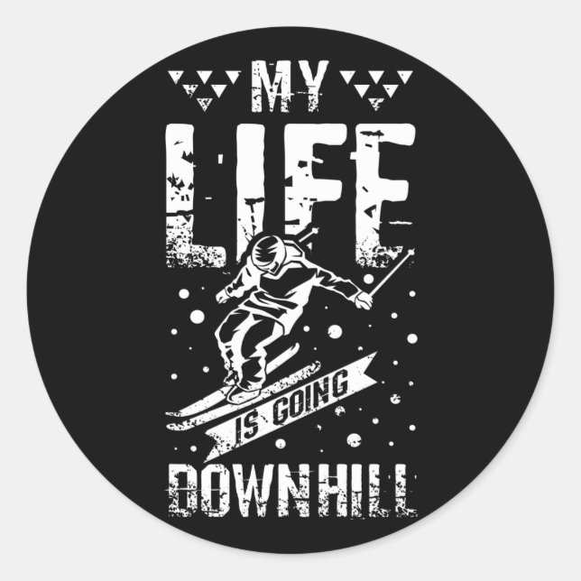 Downhill Skiing Classic Round Sticker (Front)