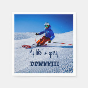 Downhill Skiing Funny Motivational Snow Ski Napkin