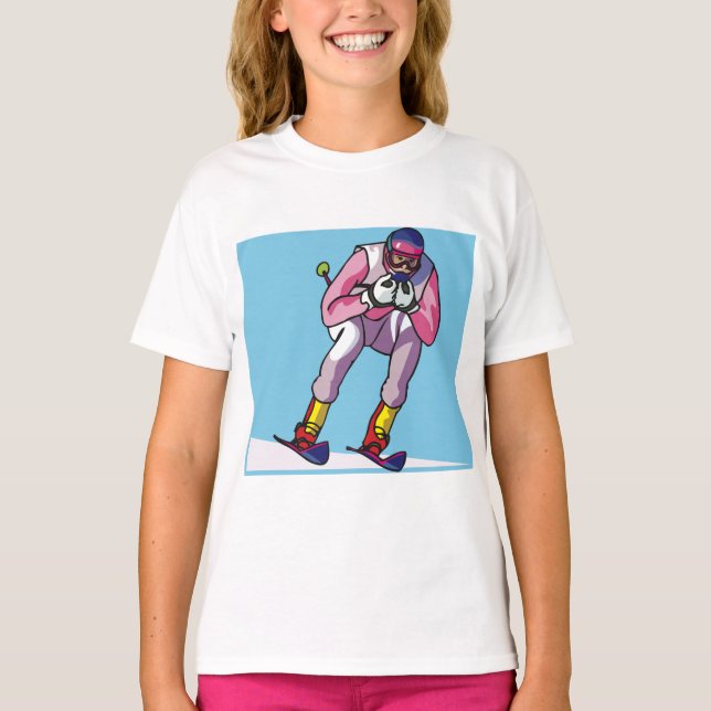 Downhill Skiing Girls T-Shirt (Front)