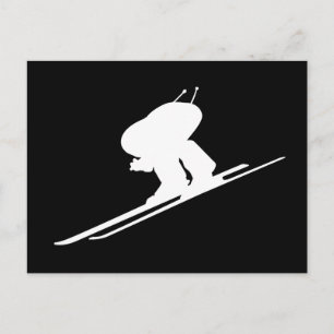 Downhill skiing postcard