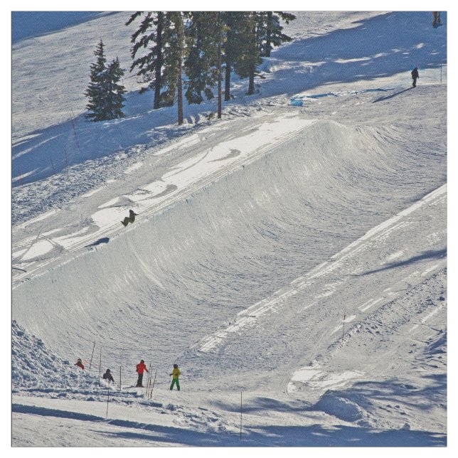 Downhill Skiing Winter Scene Fabric (Swatch)