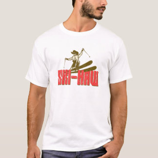 Downhill Snow Skiing Ski Haw Winter Sports Cowboy T-Shirt