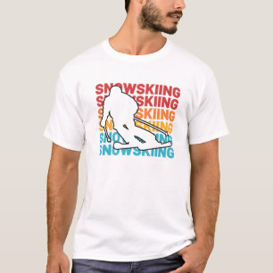 Downhill Snow Skiing Vintage Sunset Winter Sports T-Shirt