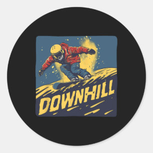 Downhill Winter Sport Costume For Snowboard Lovers Classic Round Sticker