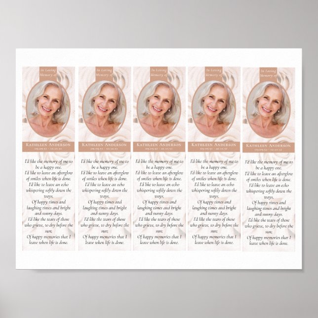 Download Floral 2x7" DIY Funeral Bookmark Template Poster (Front)
