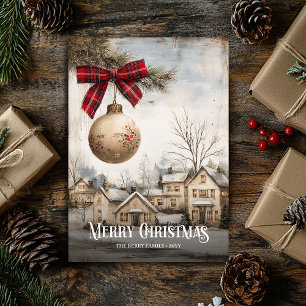 Download Watercolor Red White Christmas Scene  Holiday Card