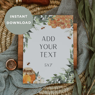 DOWNLOADABLE Blank Bee Sign or Game Card