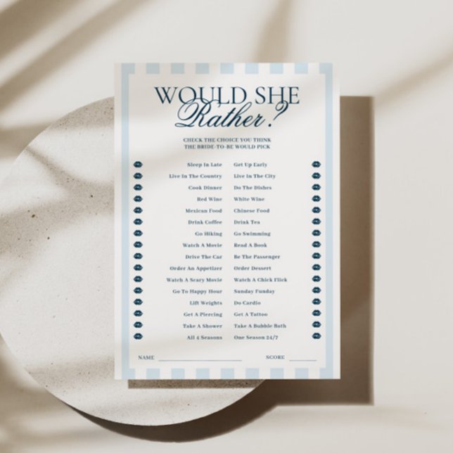 Downloadable Blue Striped Would She Rather Card (Creator Uploaded)