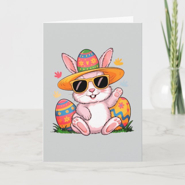 Downloadable Easter Bunny Folded Greeting Card (Front)