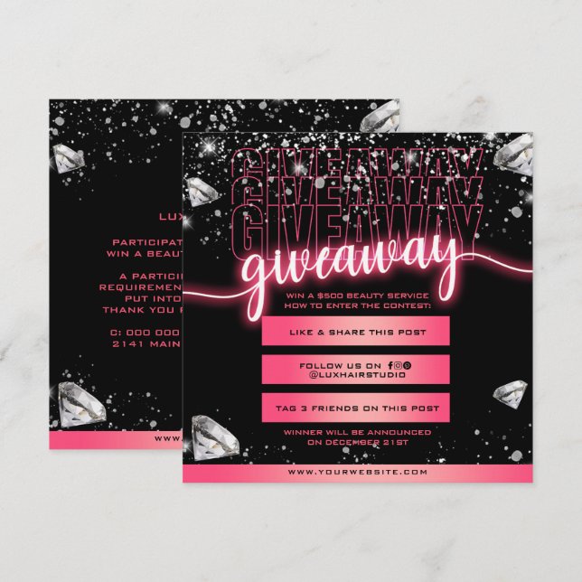 Downloadable Giveaway Announcement Contest Card (Front/Back)