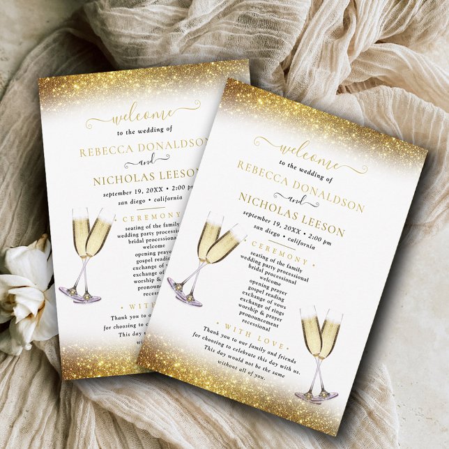 Downloadable Gold Glitter Calligraphy Wedding Invitation (Creator Uploaded)