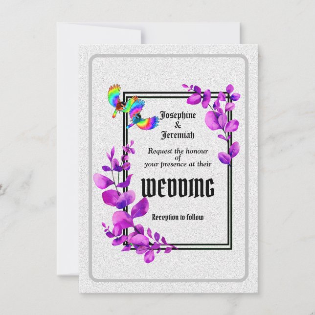 Downloadable Humming Bird Wedding Invitation Card (Front)