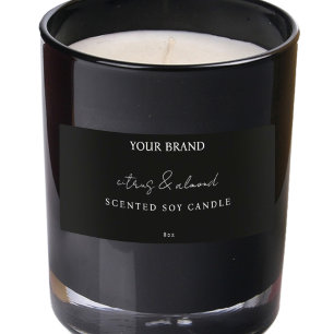 Downloadable Modern Black Candle Labels Invitation