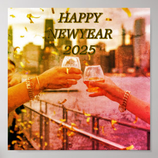 Downloadable New Year Vintage Glossy Poster