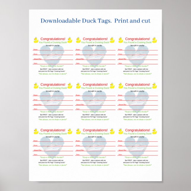 Downloadable Print and Cut Duck Tags (Front)
