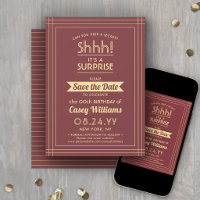 Downloadable Surprise Birthday Burgundy and Gold