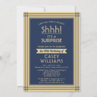 Downloadable Surprise Birthday Navy Blue and Gold