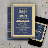 Downloadable Surprise Birthday Navy Blue and Gold