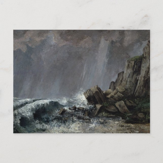 Downpour at Etretat Postcard (Front)