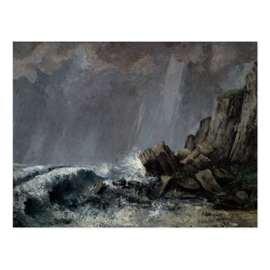 Downpour at Etretat Postcard