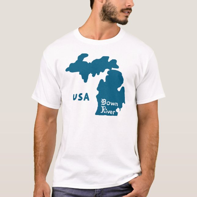 Downriver Michigan Blue T-Shirt (Front)