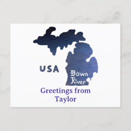 Downriver Michigan Custom City River Postcard