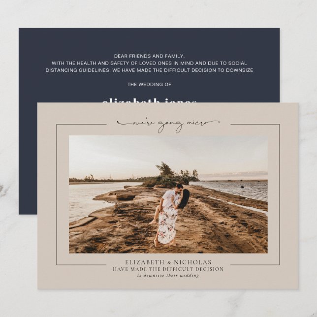 Downsized Micro Wedding Photo Announcement (Front/Back)
