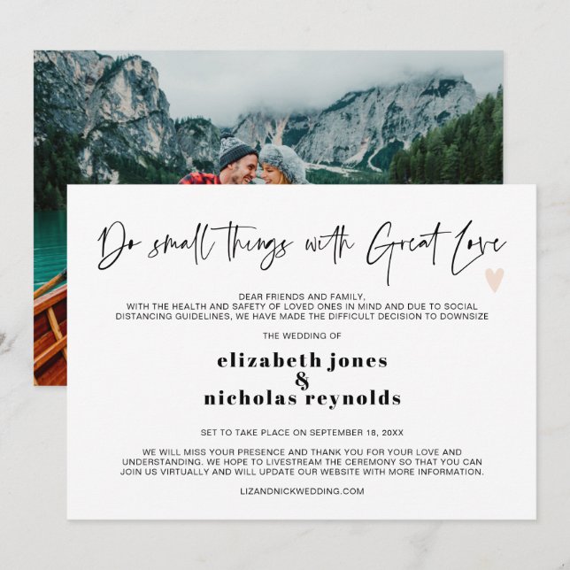 Downsized Micro Wedding Photo Announcement (Front/Back)