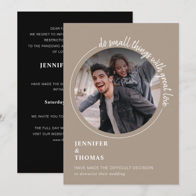 Downsizing micro Wedding Announcement desert sand (Front/Back)