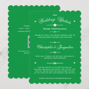 Downsizing Wedding Update Elegant Emerald Green Announcement