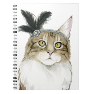 Downton Cat   Adorned With Feathers Notebook