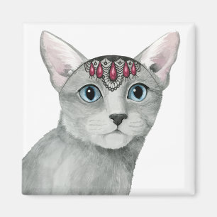 Downton Cat   Bejeweled Magnet