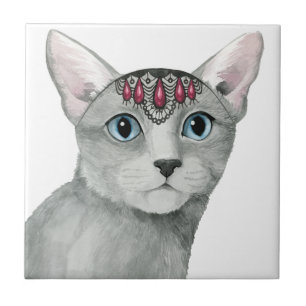 Downton Cat   Bejeweled Tile