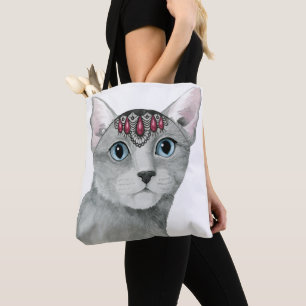 Downton Cat   Bejeweled Tote Bag