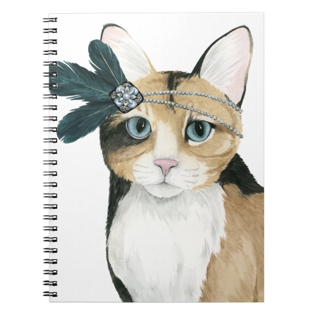 Downton Cat | Bejeweled With Feathers Notebook (Front)
