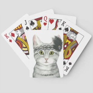 Downton Cat Bejeweled With Lace Playing Cards