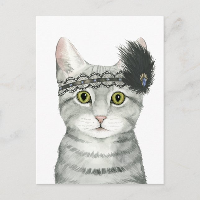 Downton Cat | Bejeweled With Lace Postcard (Front)