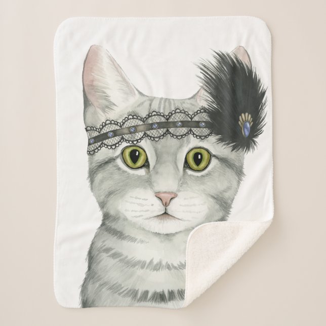 Downton Cat | Bejeweled With Lace Sherpa Blanket (Front)