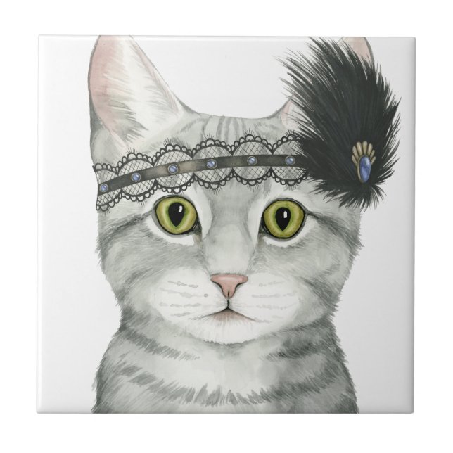 Downton Cat | Bejeweled With Lace Tile (Front)