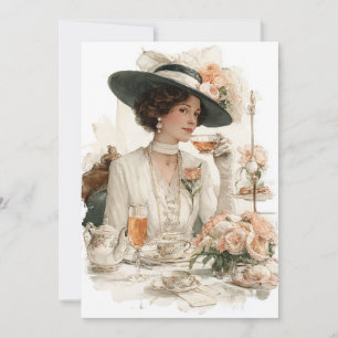 Downton Delight   Elegant Tea  Invitation