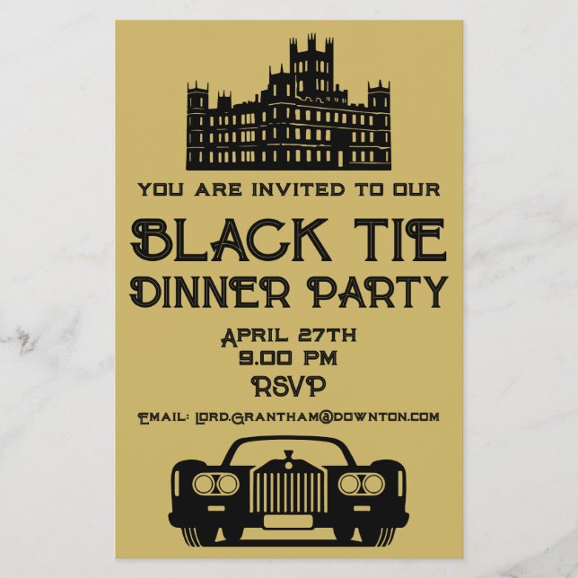 Downton Themed Dinner Party Flyer (Front)