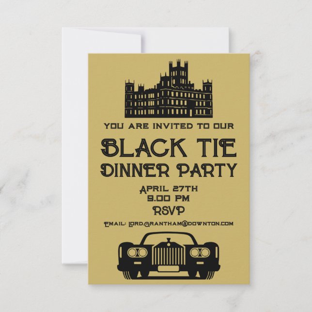Downton Themed Dinner Party RSVP Card (Front)